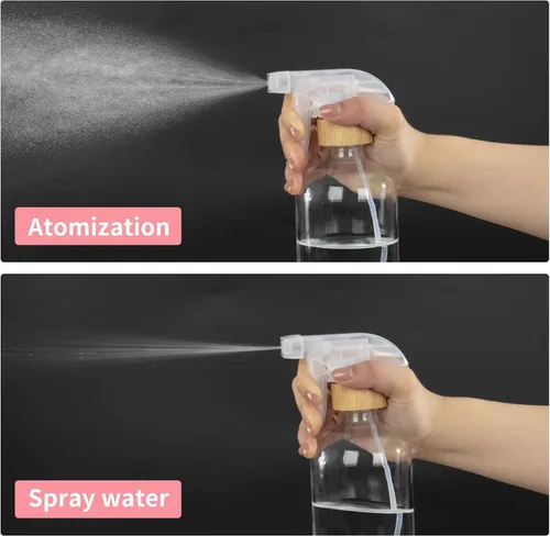 Vista 2 de HOMBYS Botellas vacías de vidrio de bambú con protección de funda de silicona, recipientes de vidrio transparente recargables de 17 onzas