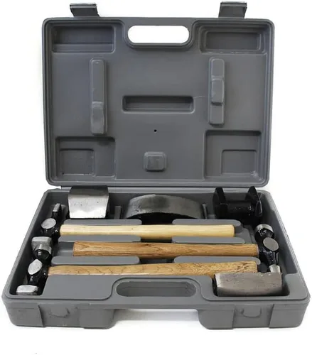 Vista 4 de Kit de 7 piezas de martillo de reparación de carrocería automotriz Juego de 7 piezas Mango de madera de 10 pulgadas (10.0 in) Multifuncional