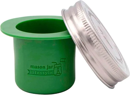Vista 17 de Mason Jar Lifestyle Taza divisora para ensaladas, salsas y aperitivos. Contenedor de almuerzo Bento sin plástico (gris carbón, boca normal)