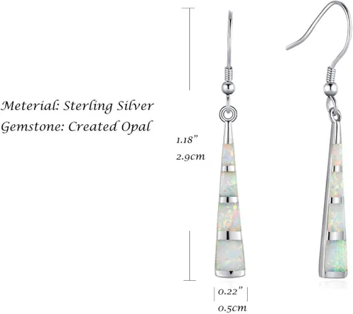 Vista 2 de FANCIME October Birthstone Earrings Sterling Silver Opal Earrings Long Drop Dangle Earrings Danity Fine Jewelry for Women