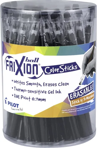 Vista 8 de PILOT FriXion ColorSticks - Bolígrafo de tinta de gel borrable, punta fina de 0.7 mm, negro, paquete de 1, bolígrafo borrable - Ideal