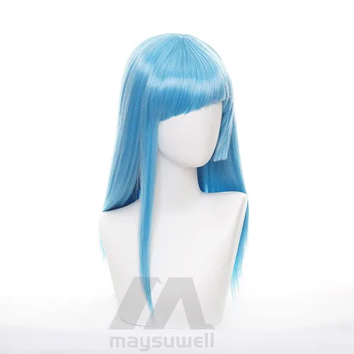 Vista 4 de Miwa Kasumi peluca Jujutsu Kaisen Water Anime azul pelo largo peluca Cosplay peluca para Halloween, fiesta, carnaval, vida nocturna, conciertos