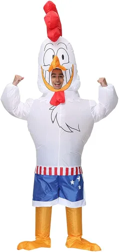 Vista 2 de JASHKE Disfraz inflable de gallo para Halloween disfraz inflable para adultos 1 unidad