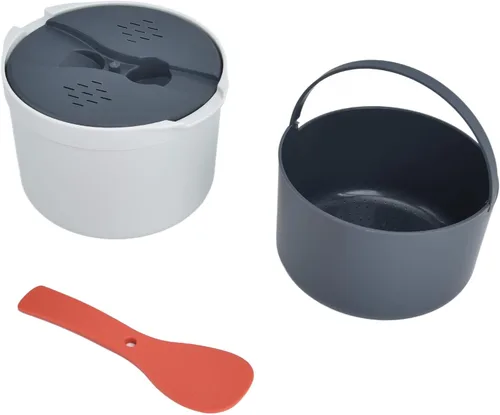 Vista 7 de Olla arrocera para microondas, vaporera para microondas, olla para pasta, 2 L, juego de arrocera para microondas, pasta, papa, verduras, quinua