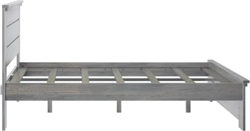 Vista 5 de Max & Lily - Cama Queen moderna de granja con cabecera de panel, cama de plataforma de madera de pino de Nueva Zelanda maciza, acabado en madera