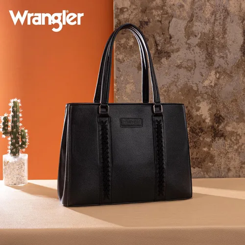 Vista 8 de Bolso de Mano de Doble Compartimento Wrangler para Mujer con Costura a Mano Negro