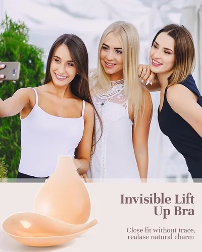 Vista 7 de APOWUS Sujetadores adhesivos para mujer, brasier invisible con realce, sin espalda, brasier sin tirantes para busto grande, reutilizable