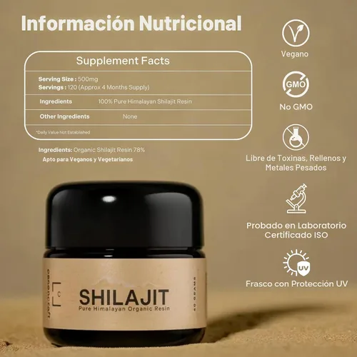 Vista 3 de Resina de Shilajit Orgánico del Himalaya - Potencia Máxima de 500mg, Shilajit Puro Testado en Laboratorio para Hombres y Mujeres, Ácido Fúlvico