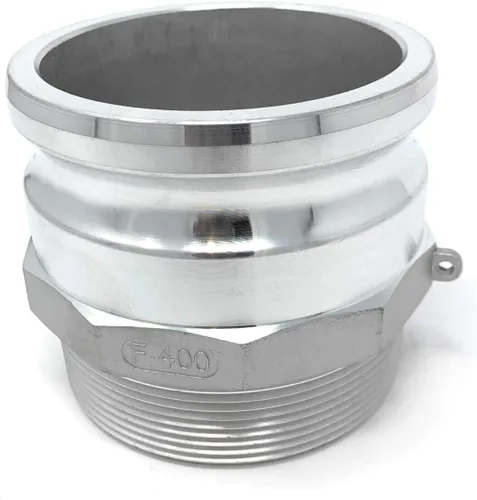 Vista 9 de Gloxco Tipo F de aluminio leva y ranura de montaje, adaptador Camlock macho de 2" x 2" NPT macho (CAM-20-F-AL)