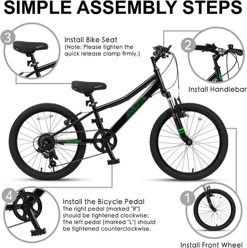 Vista 2 de AVASTA Govet Bicicleta de Montaña de 20'' para Niños de 6-12 Años para Niños y Niñas con Horquilla de Suspensión, Transmisión de 6 Velocidades