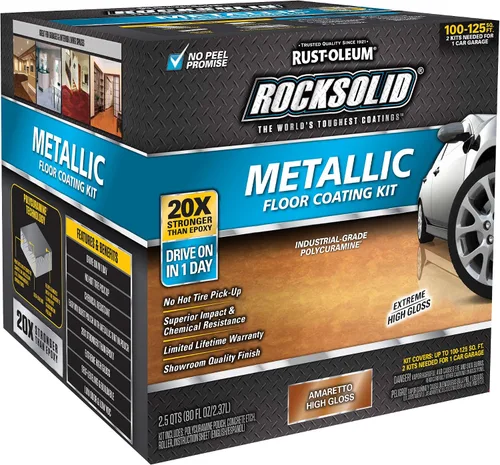 Vista 2 de Kit de piso para cochera de aspecto metálico de bala de plata Rust-Oleum RockSolid., Paquete de 1