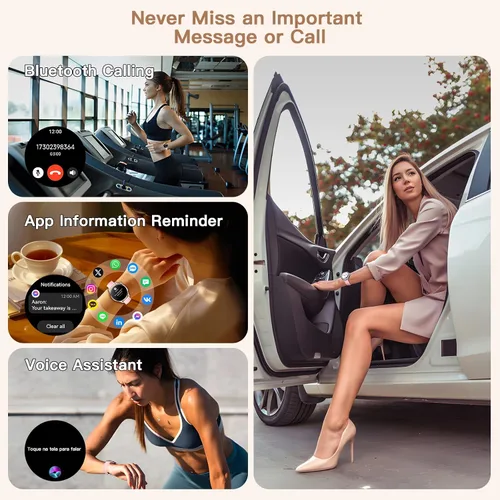 Vista 5 de Kieslect Reloj inteligente para mujer, pantalla AMOLED de 1.32 pulgadas, rastreador de actividad física rosa con función de llamada, más de 170