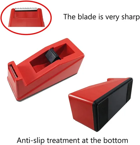 Vista 3 de DBKMPZ Dispensador clásico de cinta de escritorio, núcleo de 1 pulgada, base antideslizante, con 1 rollo de cinta transparente invisible de alta