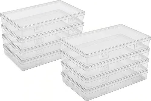 Vista 13 de Goodma 8 contenedores rectangulares vacíos de plástico transparente con tapas con bisagras para objetos pequeños y otros proyectos de manualidades