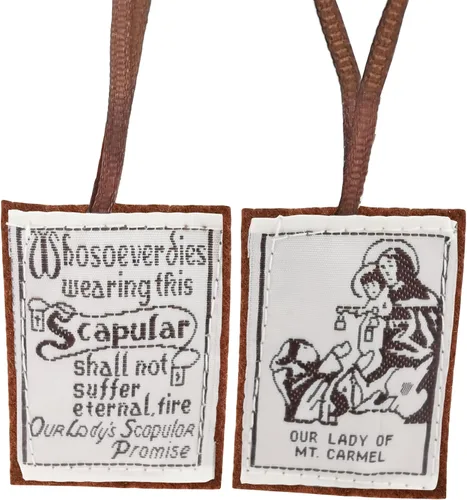 Vista 6 de Collar Católico de Escapularios Marrones para Mujer Nuestra Señora del Monte Carmelo Hecho a Mano Escapularios Morado Catolicos Regalo de Marie
