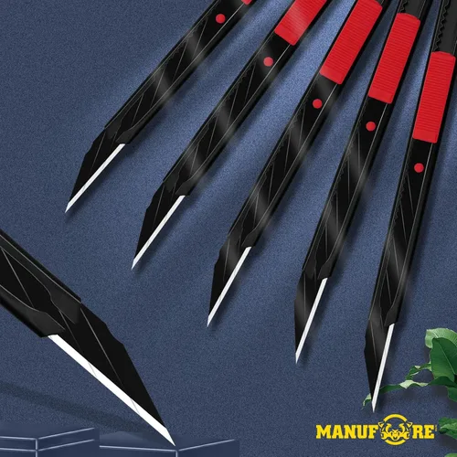 Vista 4 de MANUFORE 30 piezas de cuchillos desprendibles de 9 mm con bloqueo automático de seguridad, mango de metal, hoja negra, cortador retráctil portátil