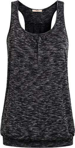 Vista 28 de Miusey - Camiseta sin mangas para mujer, cuello redondo, ajuste holgado, espalda cruzada, de yoga 1# Negro