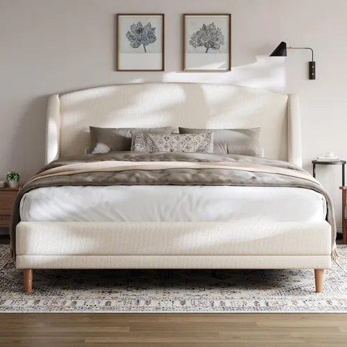 Vista 15 de Christopher Knight Home Hazel Velvet Queen Size Bed Frame with Wingback Headboard, Modern Queen Bed Frame and Headboard, Wooden Slats Support, Easy