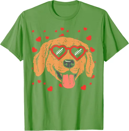 Vista 16 de Golden Retriever cara corazón gafas día de San Valentín perro regalo camiseta Negro