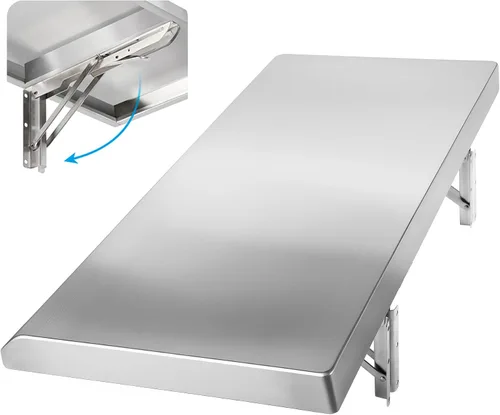 Vista 10 de Estante Plegable de Concesión 24" x 12", Estante Desplegable Plegable de Acero Inoxidable para Servir Alimentos para Ventanas de Concesión