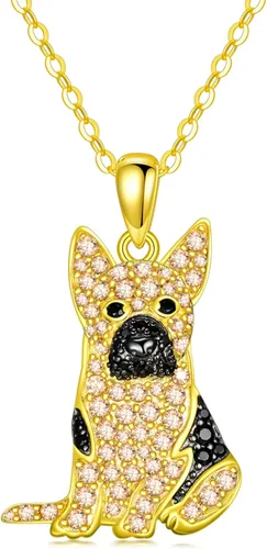 Vista 67 de Collares con colgante de perro de plata de ley S925 – 24 razas corgi/husky/labrador/pastor para mujer