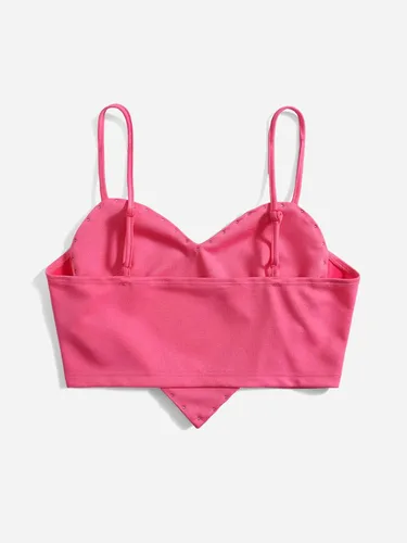 Vista 2 de WDIRARA Camisola sexy sin mangas con dobladillo asimétrico y perlas para mujer