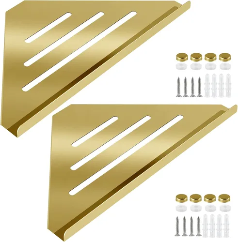 Vista 8 de 2 estantes esquineros de acero inoxidable 304 con tornillos, organizador de ducha triangular, soporte de jabón de montaje en pared para baño Negro