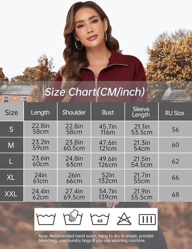 Vista 5 de ANGGREK Sudaderas con media cremallera para mujer, de manga larga, estilo casual, Y2K, ropa de invierno S-XXL