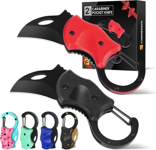 Vista 12 de FUNBRO Cuchillo de bolsillo pequeño, cortador de caja fría con hoja afilada de 1.34 pulgadas 1 paquete ámbar