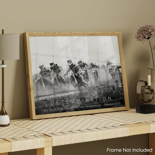 Vista 5 de Inspirational Wall Art Co. - Determinación - Motocross ATV Dirt Bike Guys Rampa Freestyle Racing Regalo Niños Motivación Citas Carteles Impresos