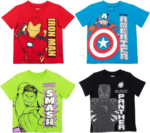 Vista 10 de Marvel Avengers 4-Pack Short Sleeve T-Shirts Toddler to Big Kid