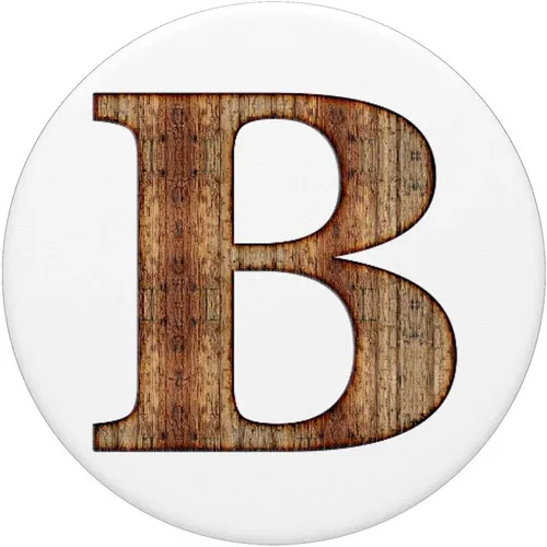 Vista 3 de PopSockets Grip B Inicial Madera Monograma Capital Letra Arte - PopSockets Grip y Stand para Teléfonos y Tabletas