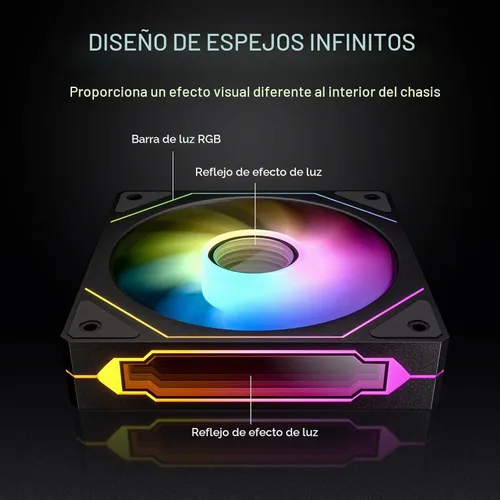Vista 3 de DARKROCK Ventiladores de caja con diseño de espejo infinito F120 3in1 4.724