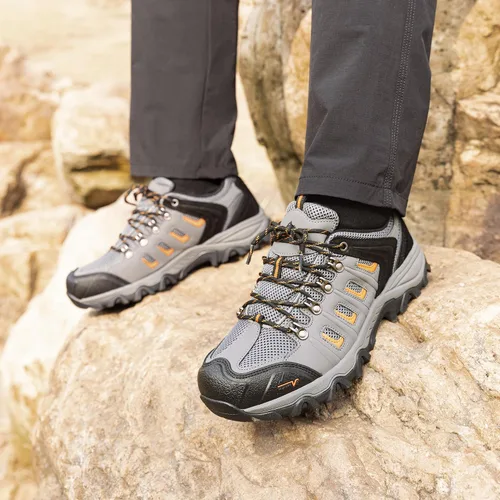 Vista 7 de NORTIV 8 Zapatos de senderismo impermeables para hombre, zapatos de senderismo de cuero para exteriores, senderismo, camping, caminata
