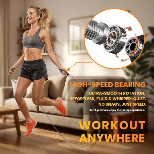 Vista 2 de Cuerda de saltar de velocidad para CrossFit y boxeo, cuerda de saltar ajustable y autobloqueante segura para hombres y mujeres, asas de aluminio