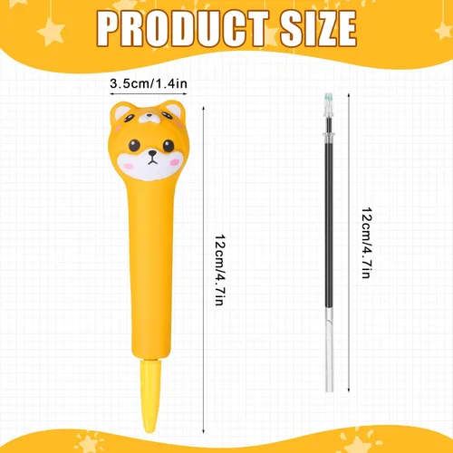 Vista 4 de PerKoop 40 bolígrafos blandos Kawaii con recambios, suministros de estrés para apretar, tinta de gel estacionaria de animales de dibujos animados