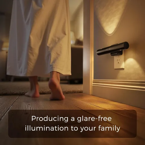 Vista 6 de L LOHAS LED Luz nocturna, luces nocturnas enchufables a la pared, sensor de luz automática de rotación de 180° [1 paquete], brillo ajustable de 0 a