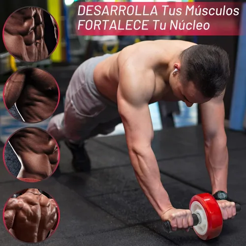 Vista 2 de Rueda de rodillo abdominal, equipo de ejercicio central - capacidad de peso de 880 libras, rueda de abdominales sin ruido para entrenamiento