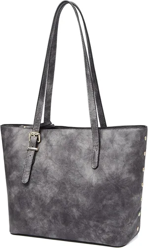 Vista 8 de FOXLOVER Bolso de hombro de cuero vegano para mujer, bolso grande vintage