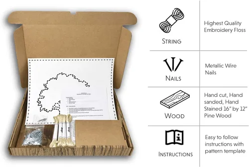 Vista 3 de String of the Art Kit de arte de cuerda de árbol de roble, hecho en Estados Unidos, kit de manualidades para adultos, madera de pino teñida