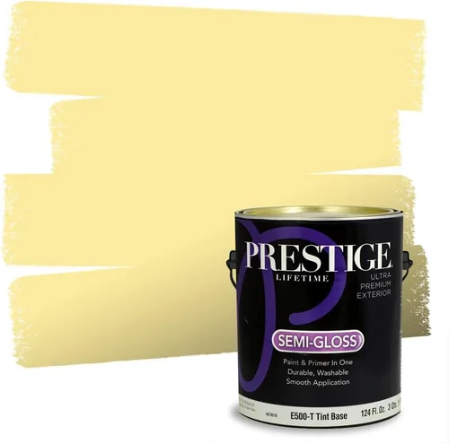 Vista 102 de PRESTIGE Pinturas de pintura exterior e imprimación en uno, 1 galón, plano, combinación comparable de Benjamin Moore* Pila de heno