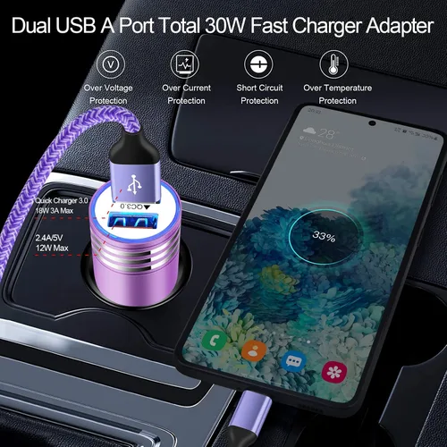 Vista 7 de Cargador USB tipo C de carga rápida compatible con Samsung Galaxy S25FE S24FE A17 A16 A56 A36 A26 A23 S25 Ultra S25 Plus A35 A55 A07 S25 Ultra S23