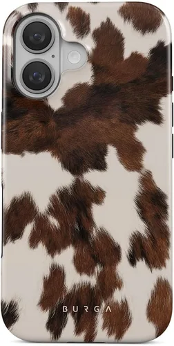 Vista 38 de BURGA-Funda p/teléfono compatible c/iPhone 14 Plus, carcasa rígida híbrida de 2 capas + Funda protectora de silicona, almendras latte a lunares