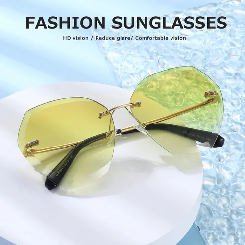 Vista 2 de AEVOGUE - Los lentes de sol para mujer, sin bordes, lentes de corte de diamante, de tamaño grande (AE0534)