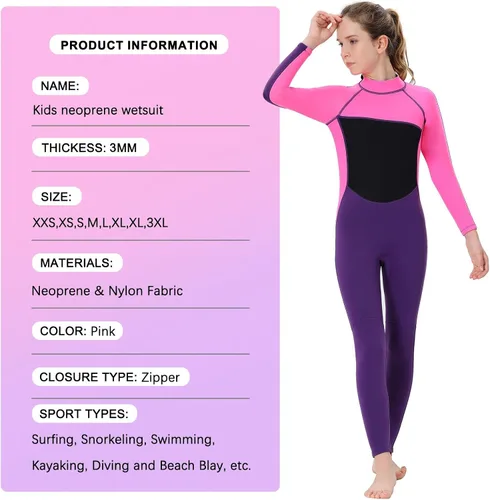 Vista 3 de Traje de neopreno para niños pequeños, niñas y jóvenes de 0.118 pulgadas (0.118 in), trajes de baño cortos de 0.079 pulgadas (0.079 in), trajes