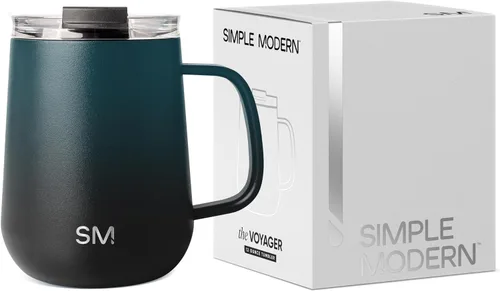 Vista 9 de Simple Modern - Taza Voyager Signature Vaso de viaje para café con tapa de 360° y asa Vaso de café helado con revestimiento de cerámica, acero