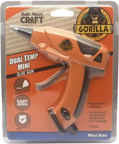 Vista 3 de Gorilla Kit de pistola de pegamento caliente de doble temperatura con 30 barras de pegamento caliente, 1 paquete - pistola de pegamento + 30 varillas