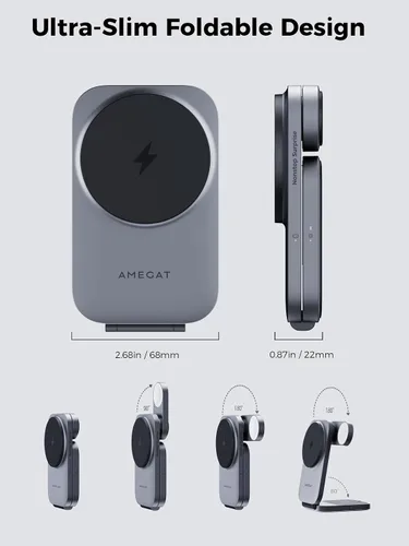 Vista 13 de Estación de carga 3 en 1, soporte de carga inalámbrico plegable con certificación MagFusion Z de 15 W, compatible con MagSafe para iPhone gris
