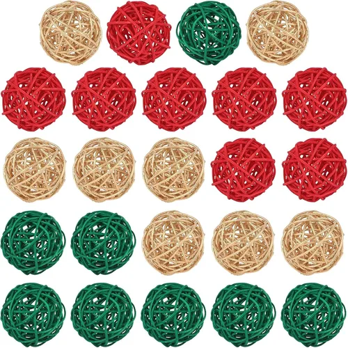 Vista 8 de DomeStar 24 unidades de bolas decorativas azules para centro de mesa de cuenco, bolas de ratán de 5 cm para relleno de cuenco Decoración de orbes