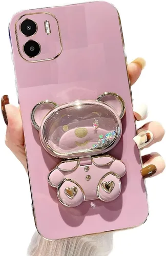 Vista 67 de Miagon Bear - Funda con soporte para espejo para Xiaomi Redmi A1, Quicksand Glitter Electroplated Soft TPU Protector Slim a prueba de golpes